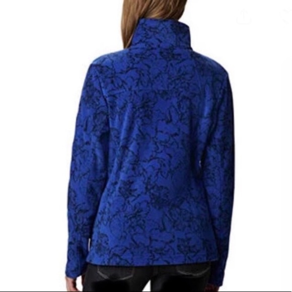 Womens COLUMBIA Fast Trek Blue & Black Floral Print Fleece Zip Up Jacket Sz M - Picture 4 of 16
